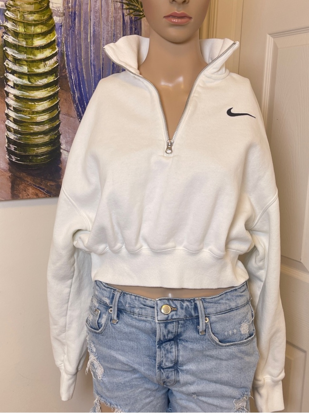 Nike Sportswear Phoenix Fleece Women's Oversized 1/2-Zip Crop Sweatshirt. Size M